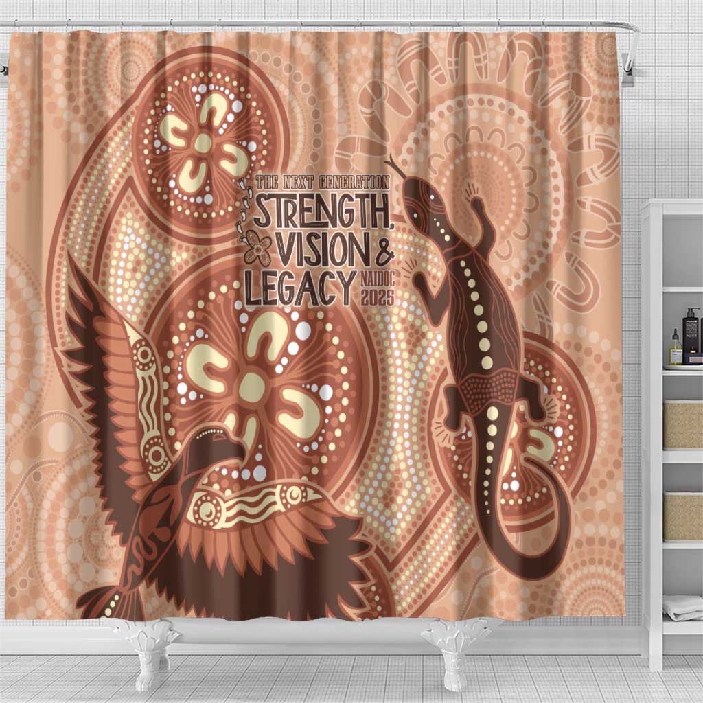 NAIDOC 2025 Strength Vision & Legacy Shower Curtain Future Dreaming - Taupe