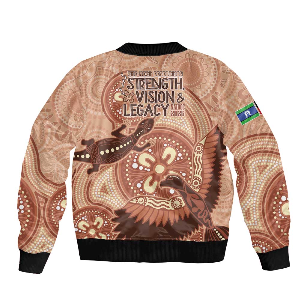 NAIDOC 2025 Strength Vision & Legacy Sleeve Zip Bomber Jacket Future Dreaming - Taupe