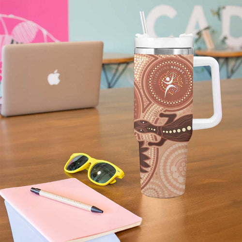 NAIDOC 2025 Strength Vision & Legacy Tumbler With Handle Future Dreaming - Taupe