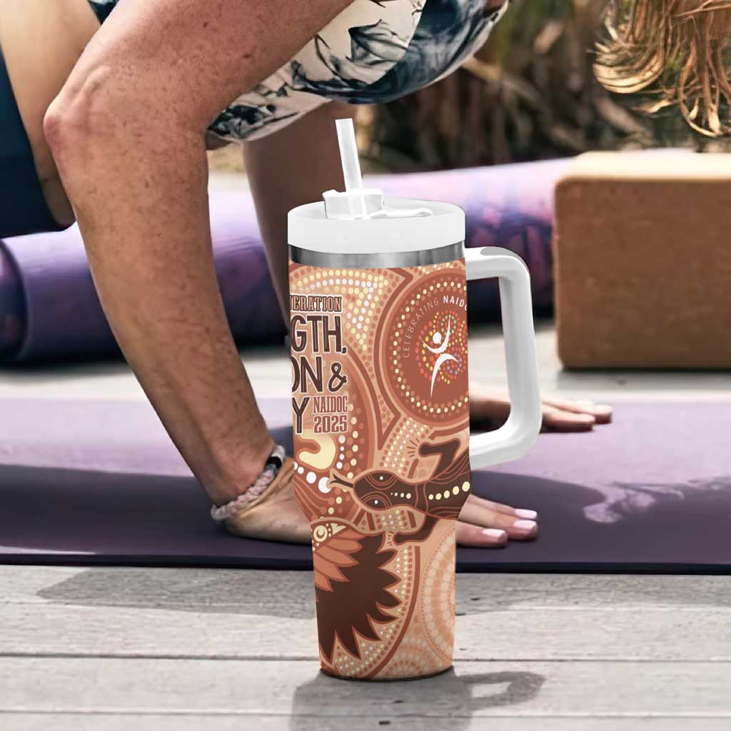 NAIDOC 2025 Strength Vision & Legacy Tumbler With Handle Future Dreaming - Taupe