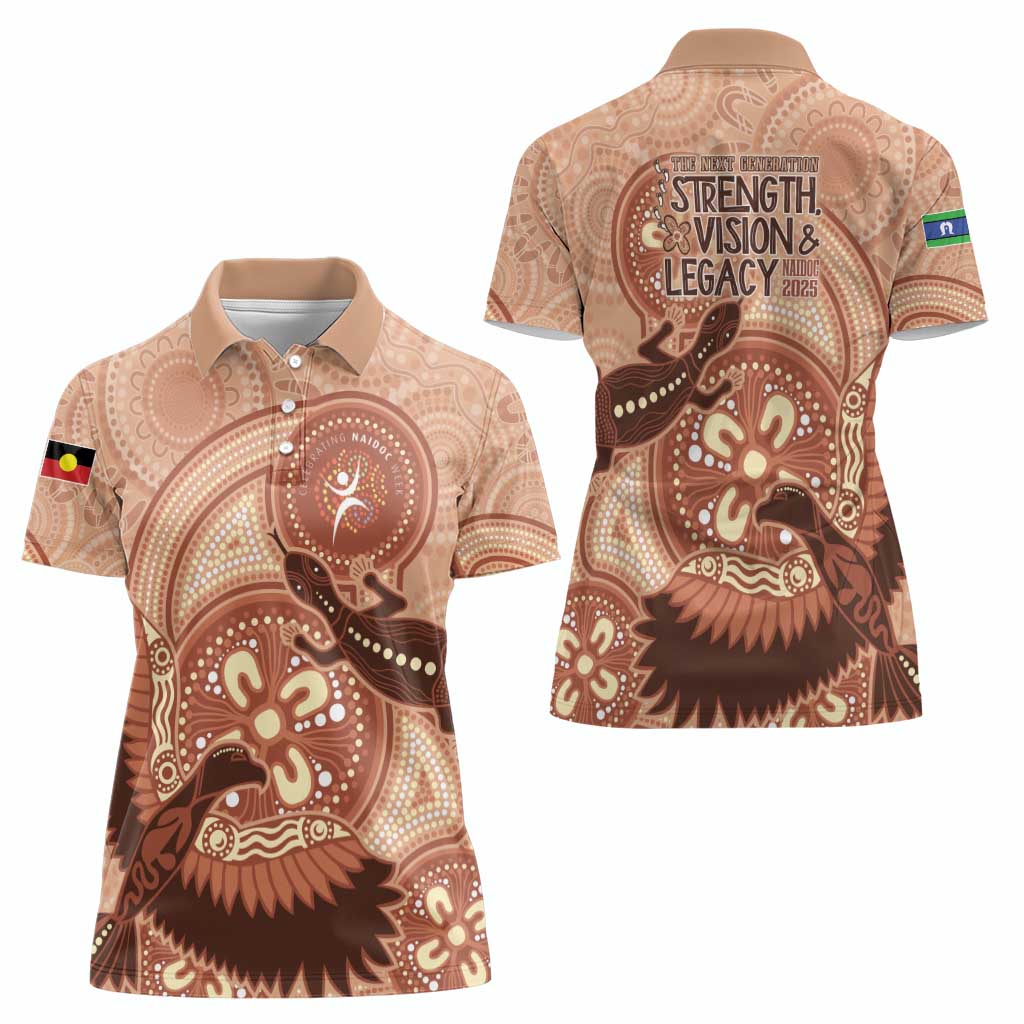 NAIDOC 2025 Strength Vision & Legacy Women Polo Shirt Future Dreaming - Taupe