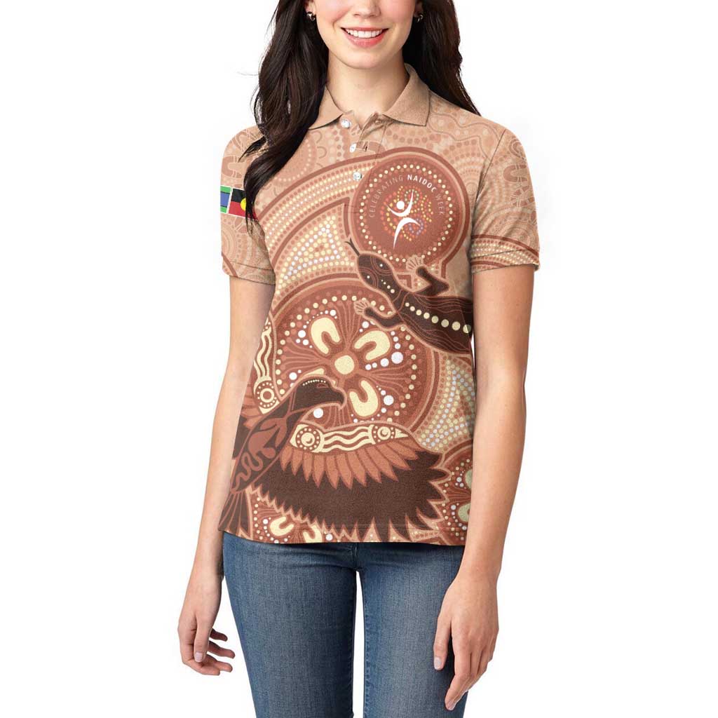 NAIDOC 2025 Strength Vision & Legacy Women Polo Shirt Future Dreaming - Taupe