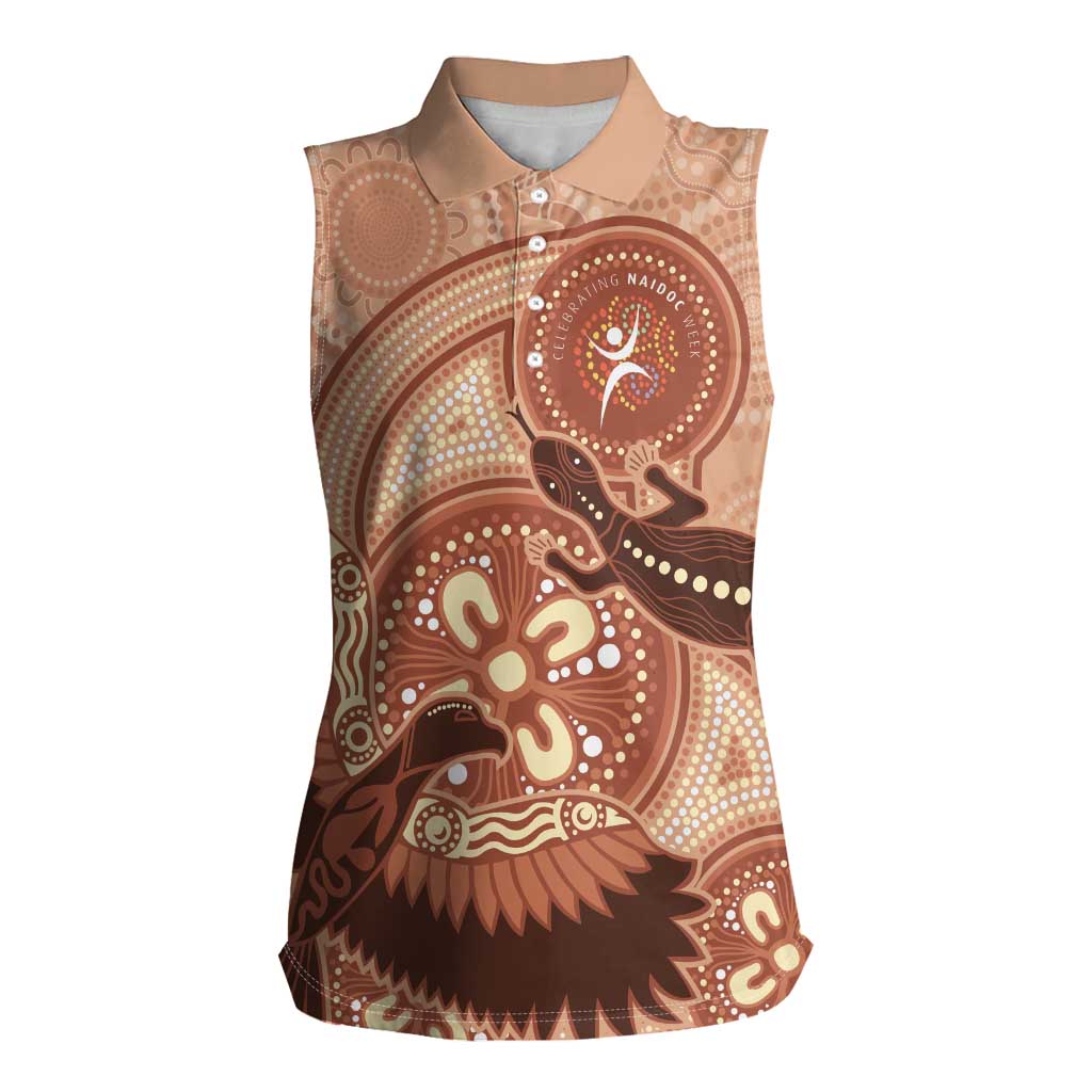 NAIDOC 2025 Strength Vision & Legacy Women Sleeveless Polo Shirt Future Dreaming - Taupe