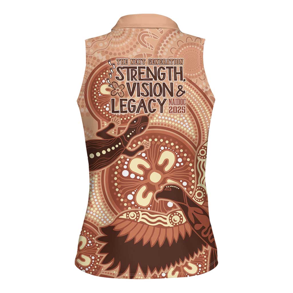 NAIDOC 2025 Strength Vision & Legacy Women Sleeveless Polo Shirt Future Dreaming - Taupe