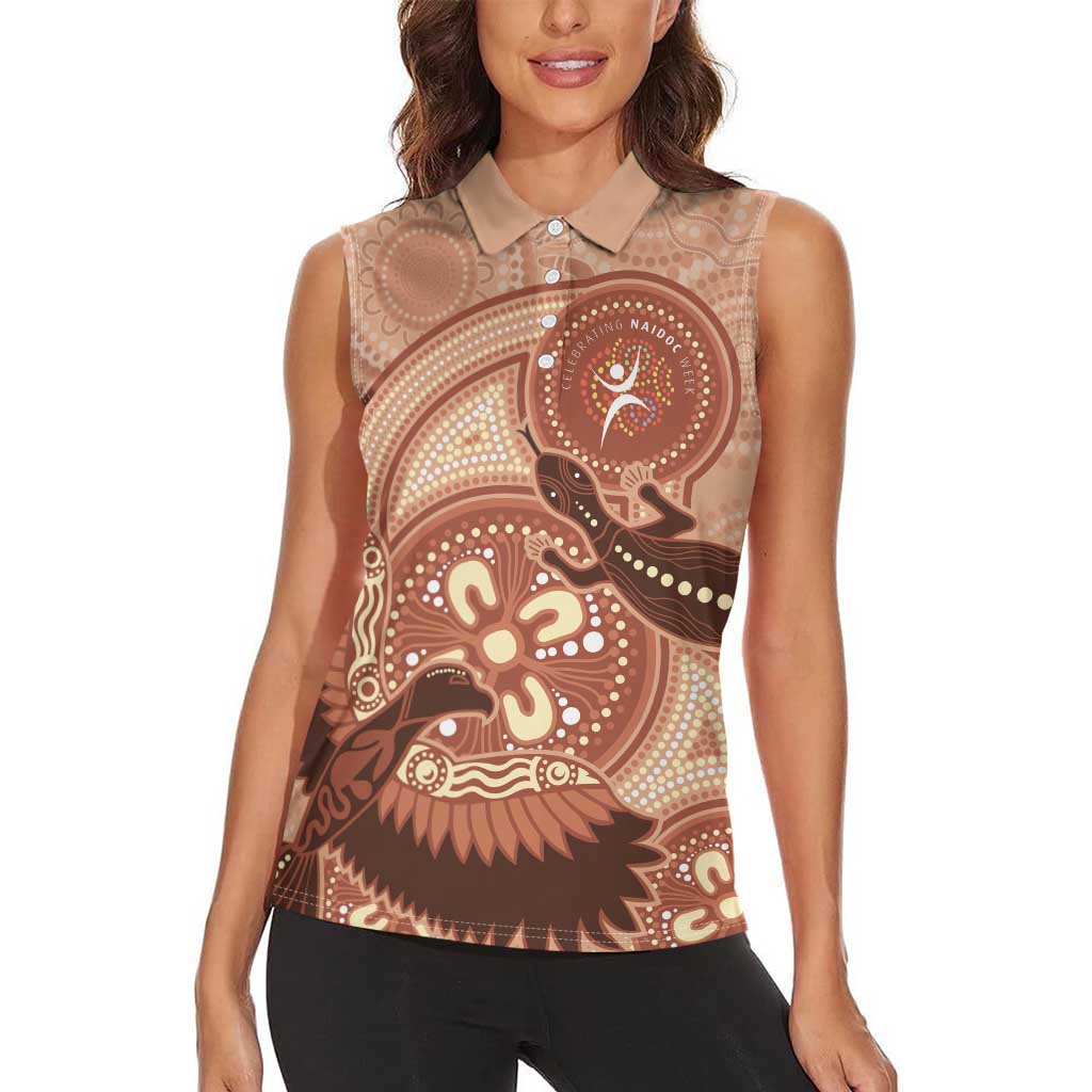 NAIDOC 2025 Strength Vision & Legacy Women Sleeveless Polo Shirt Future Dreaming - Taupe