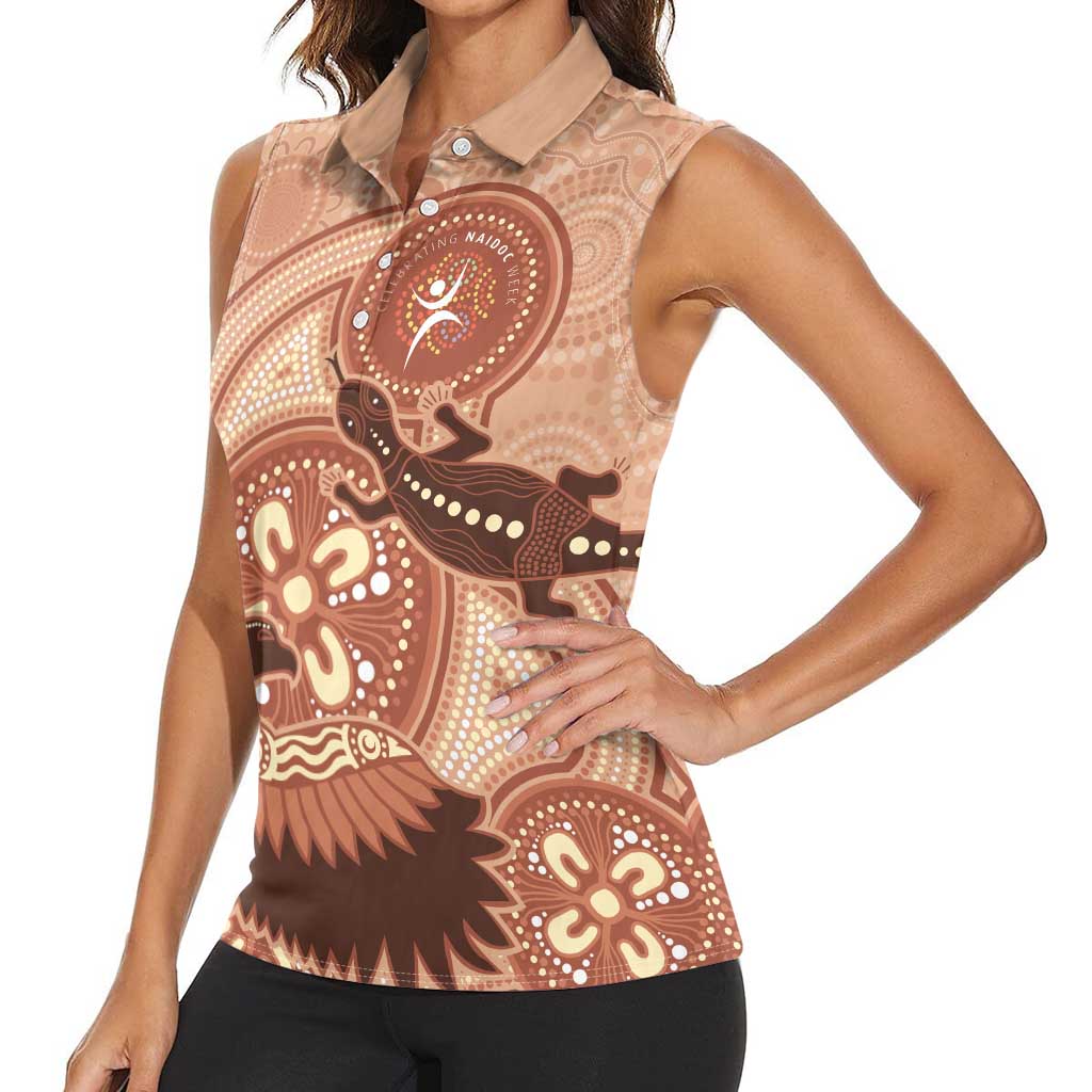 NAIDOC 2025 Strength Vision & Legacy Women Sleeveless Polo Shirt Future Dreaming - Taupe