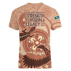 NAIDOC 2025 Strength Vision & Legacy Women V-Neck T-Shirt Future Dreaming - Taupe