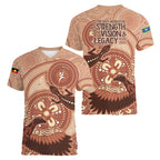 NAIDOC 2025 Strength Vision & Legacy Women V-Neck T-Shirt Future Dreaming - Taupe