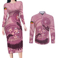 NAIDOC 2025 Strength Vision & Legacy Couples Matching Long Sleeve Bodycon Dress and Long Sleeve Button Shirt Future Dreaming - Coral