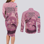 NAIDOC 2025 Strength Vision & Legacy Couples Matching Long Sleeve Bodycon Dress and Long Sleeve Button Shirt Future Dreaming - Coral