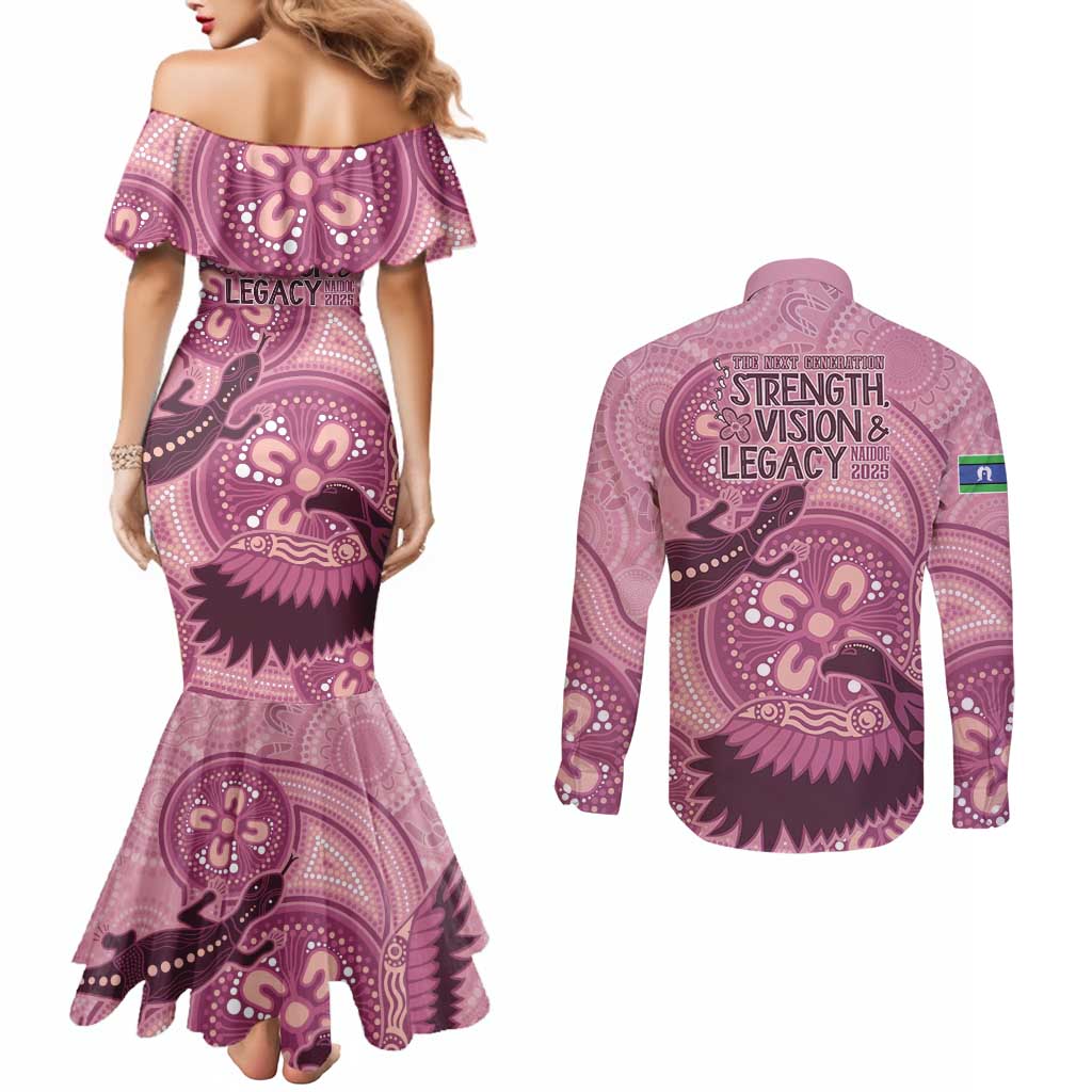 NAIDOC 2025 Strength Vision & Legacy Couples Matching Mermaid Dress and Long Sleeve Button Shirt Future Dreaming - Coral
