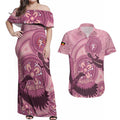 NAIDOC 2025 Strength Vision & Legacy Couples Matching Off Shoulder Maxi Dress and Hawaiian Shirt Future Dreaming - Coral