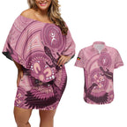NAIDOC 2025 Strength Vision & Legacy Couples Matching Off Shoulder Short Dress and Hawaiian Shirt Future Dreaming - Coral