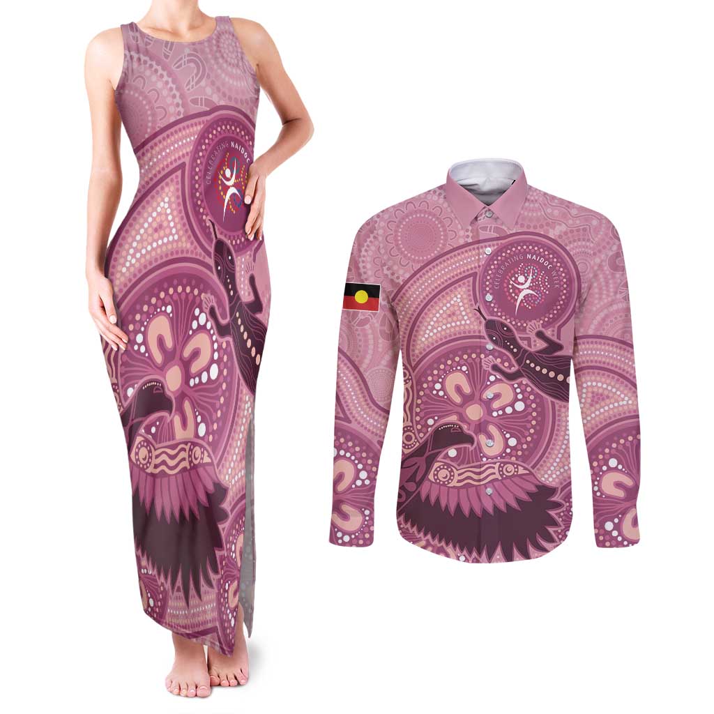 NAIDOC 2025 Strength Vision & Legacy Couples Matching Tank Maxi Dress and Long Sleeve Button Shirt Future Dreaming - Coral
