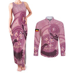 NAIDOC 2025 Strength Vision & Legacy Couples Matching Tank Maxi Dress and Long Sleeve Button Shirt Future Dreaming - Coral
