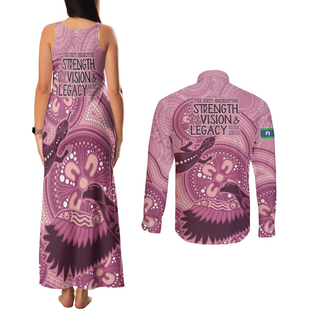 NAIDOC 2025 Strength Vision & Legacy Couples Matching Tank Maxi Dress and Long Sleeve Button Shirt Future Dreaming - Coral
