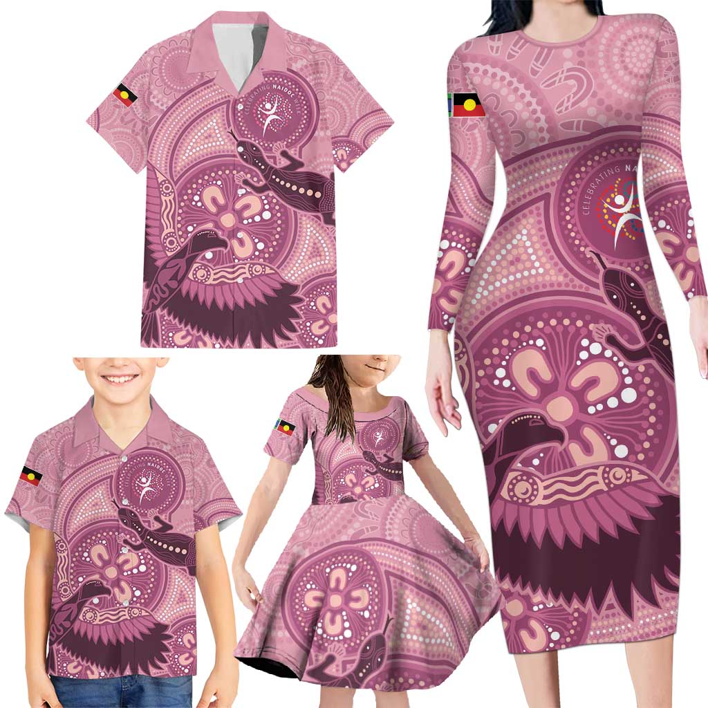 NAIDOC 2025 Strength Vision & Legacy Family Matching Long Sleeve Bodycon Dress and Hawaiian Shirt Future Dreaming - Coral