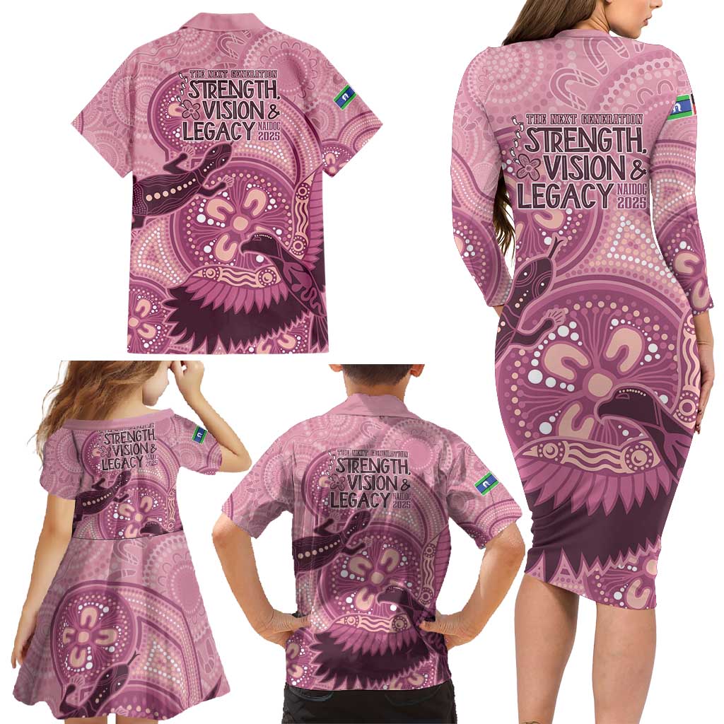 NAIDOC 2025 Strength Vision & Legacy Family Matching Long Sleeve Bodycon Dress and Hawaiian Shirt Future Dreaming - Coral