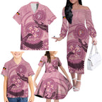 NAIDOC 2025 Strength Vision & Legacy Family Matching Off The Shoulder Long Sleeve Dress and Hawaiian Shirt Future Dreaming - Coral