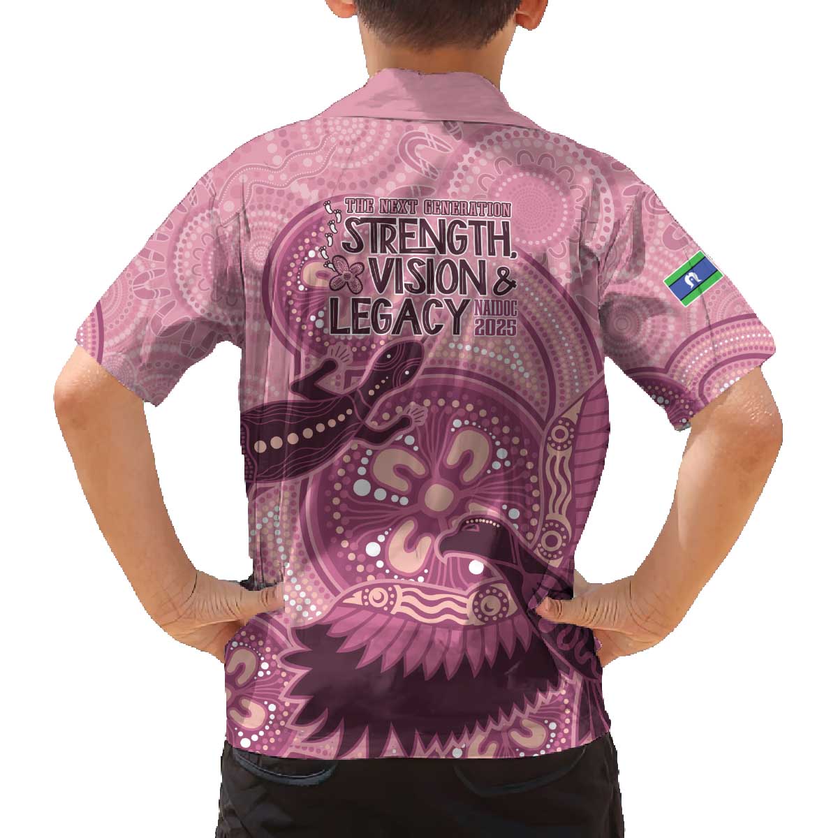 NAIDOC 2025 Strength Vision & Legacy Family Matching Off The Shoulder Long Sleeve Dress and Hawaiian Shirt Future Dreaming - Coral