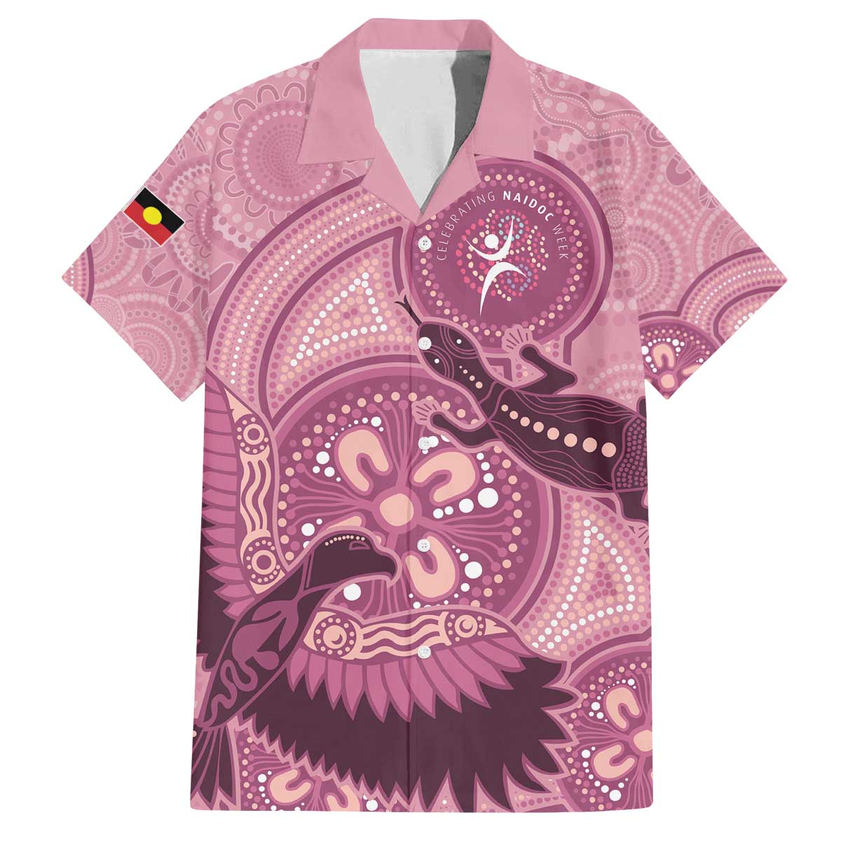 NAIDOC 2025 Strength Vision & Legacy Family Matching Off The Shoulder Long Sleeve Dress and Hawaiian Shirt Future Dreaming - Coral