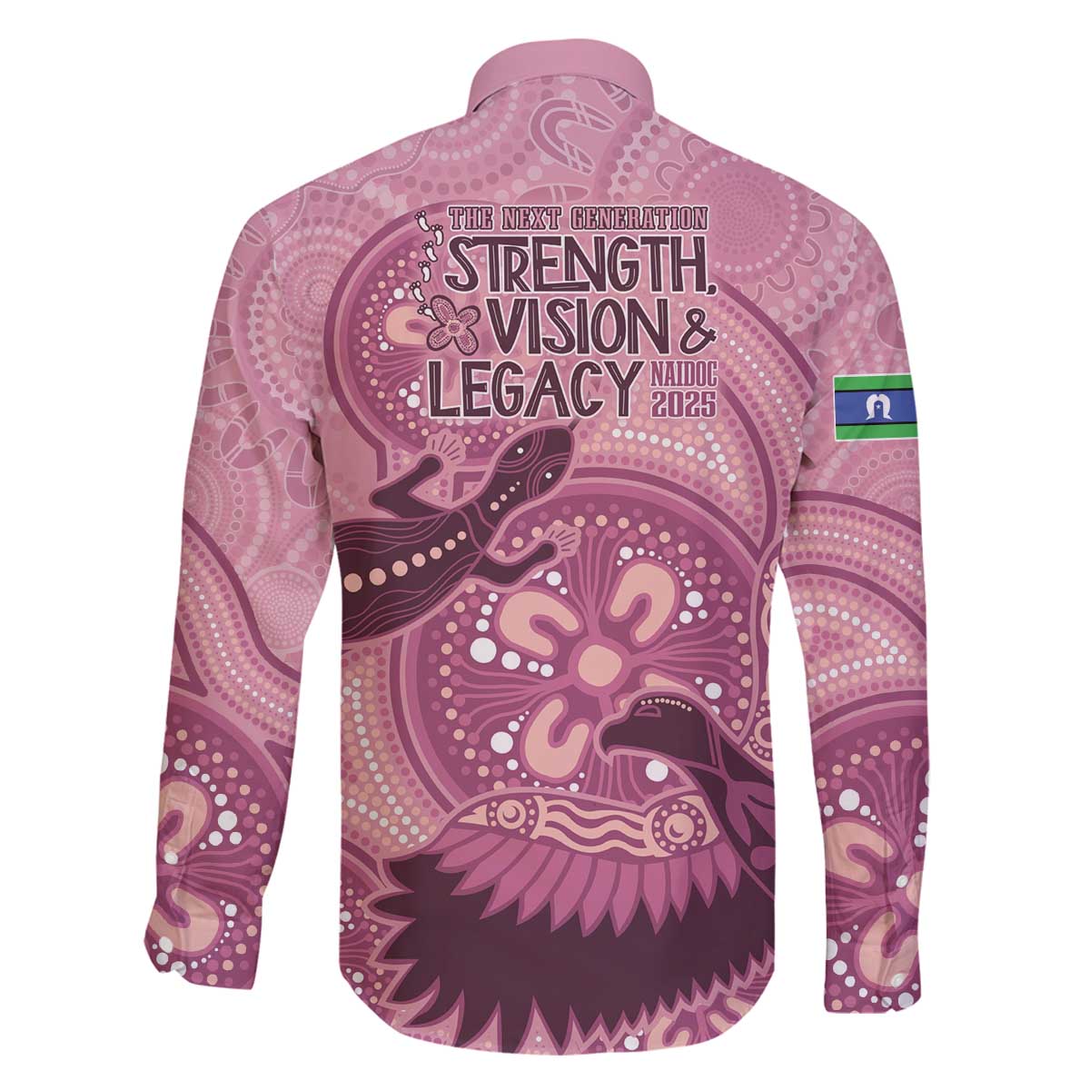 NAIDOC 2025 Strength Vision & Legacy Family Matching Off The Shoulder Long Sleeve Dress and Hawaiian Shirt Future Dreaming - Coral