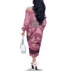 NAIDOC 2025 Strength Vision & Legacy Family Matching Off The Shoulder Long Sleeve Dress and Hawaiian Shirt Future Dreaming - Coral