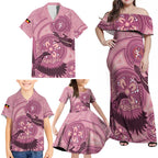 NAIDOC 2025 Strength Vision & Legacy Family Matching Off Shoulder Maxi Dress and Hawaiian Shirt Future Dreaming - Coral