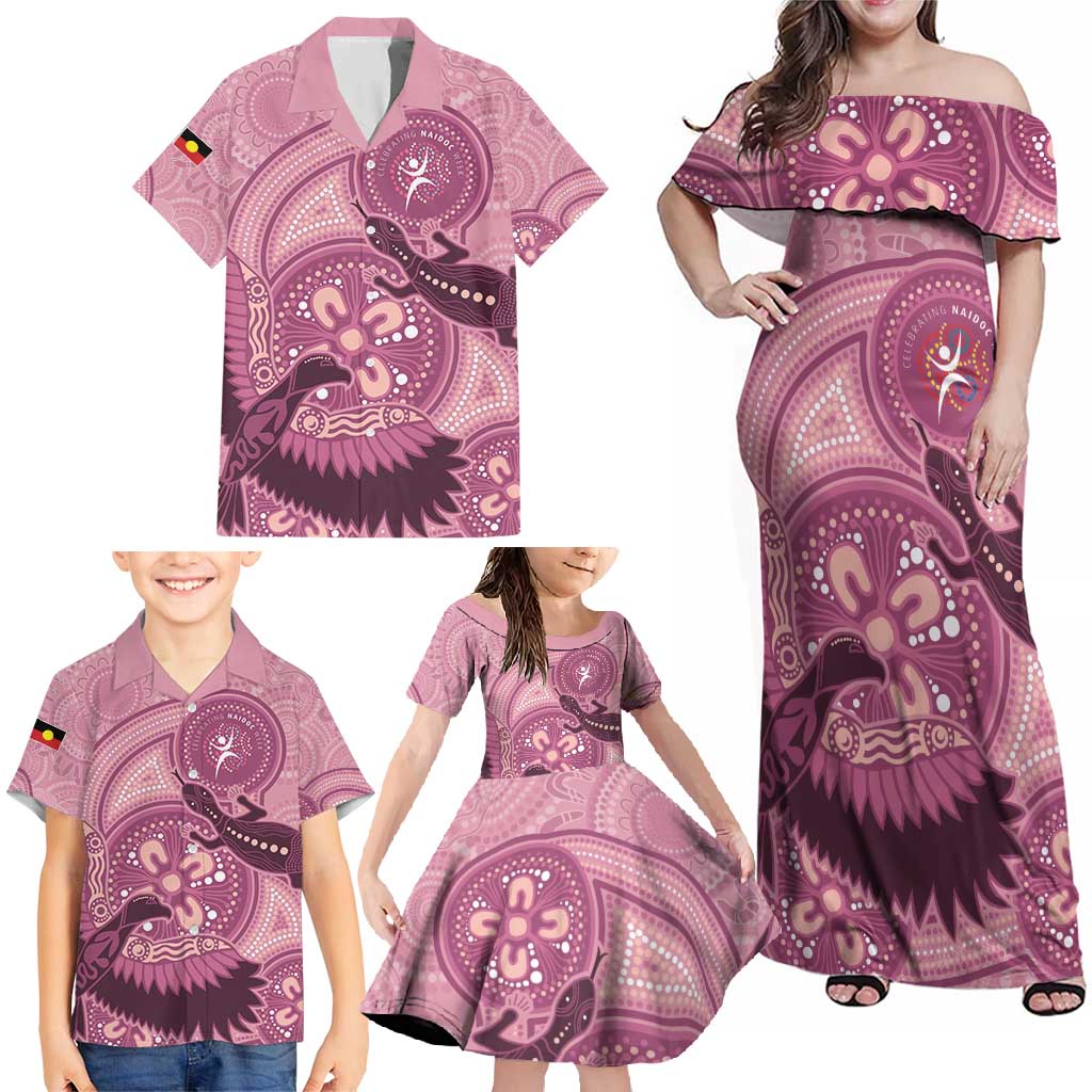 NAIDOC 2025 Strength Vision & Legacy Family Matching Off Shoulder Maxi Dress and Hawaiian Shirt Future Dreaming - Coral