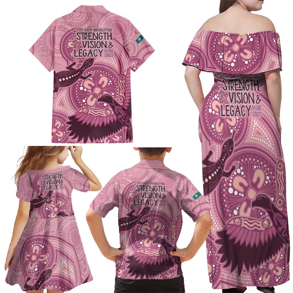NAIDOC 2025 Strength Vision & Legacy Family Matching Off Shoulder Maxi Dress and Hawaiian Shirt Future Dreaming - Coral