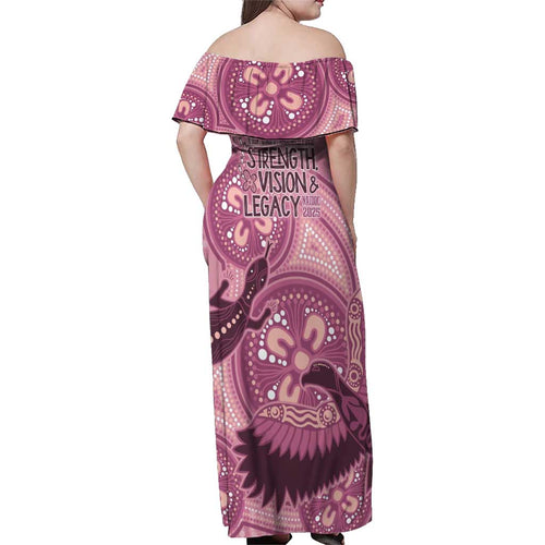 NAIDOC 2025 Strength Vision & Legacy Family Matching Off Shoulder Maxi Dress and Hawaiian Shirt Future Dreaming - Coral