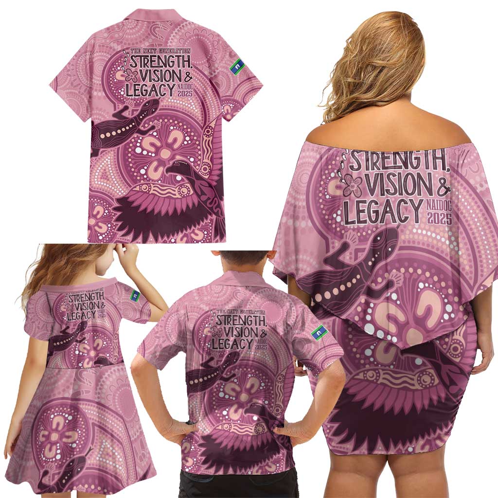 NAIDOC 2025 Strength Vision & Legacy Family Matching Off Shoulder Short Dress and Hawaiian Shirt Future Dreaming - Coral