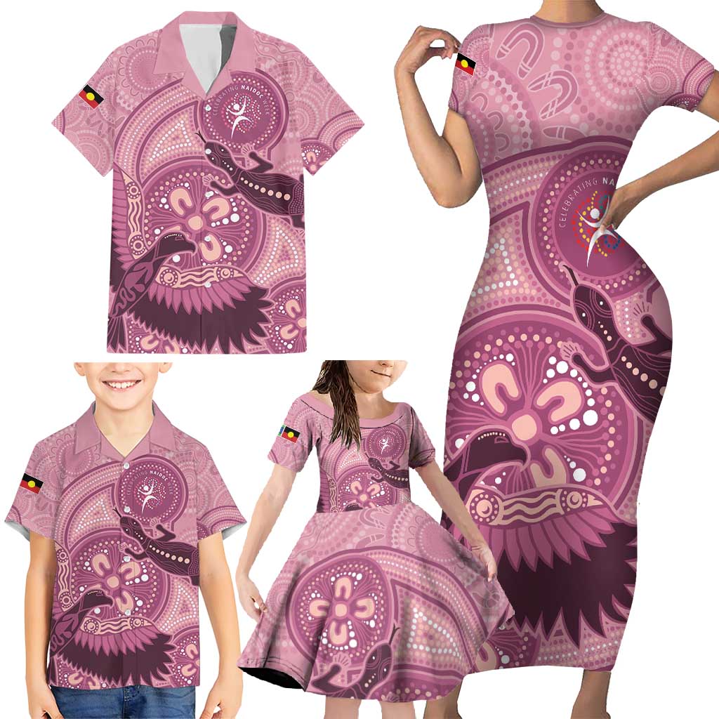 NAIDOC 2025 Strength Vision & Legacy Family Matching Short Sleeve Bodycon Dress and Hawaiian Shirt Future Dreaming - Coral