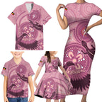 NAIDOC 2025 Strength Vision & Legacy Family Matching Short Sleeve Bodycon Dress and Hawaiian Shirt Future Dreaming - Coral
