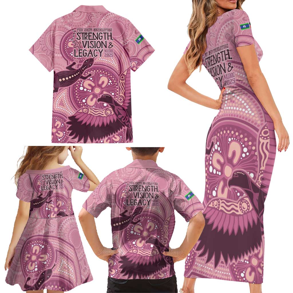 NAIDOC 2025 Strength Vision & Legacy Family Matching Short Sleeve Bodycon Dress and Hawaiian Shirt Future Dreaming - Coral