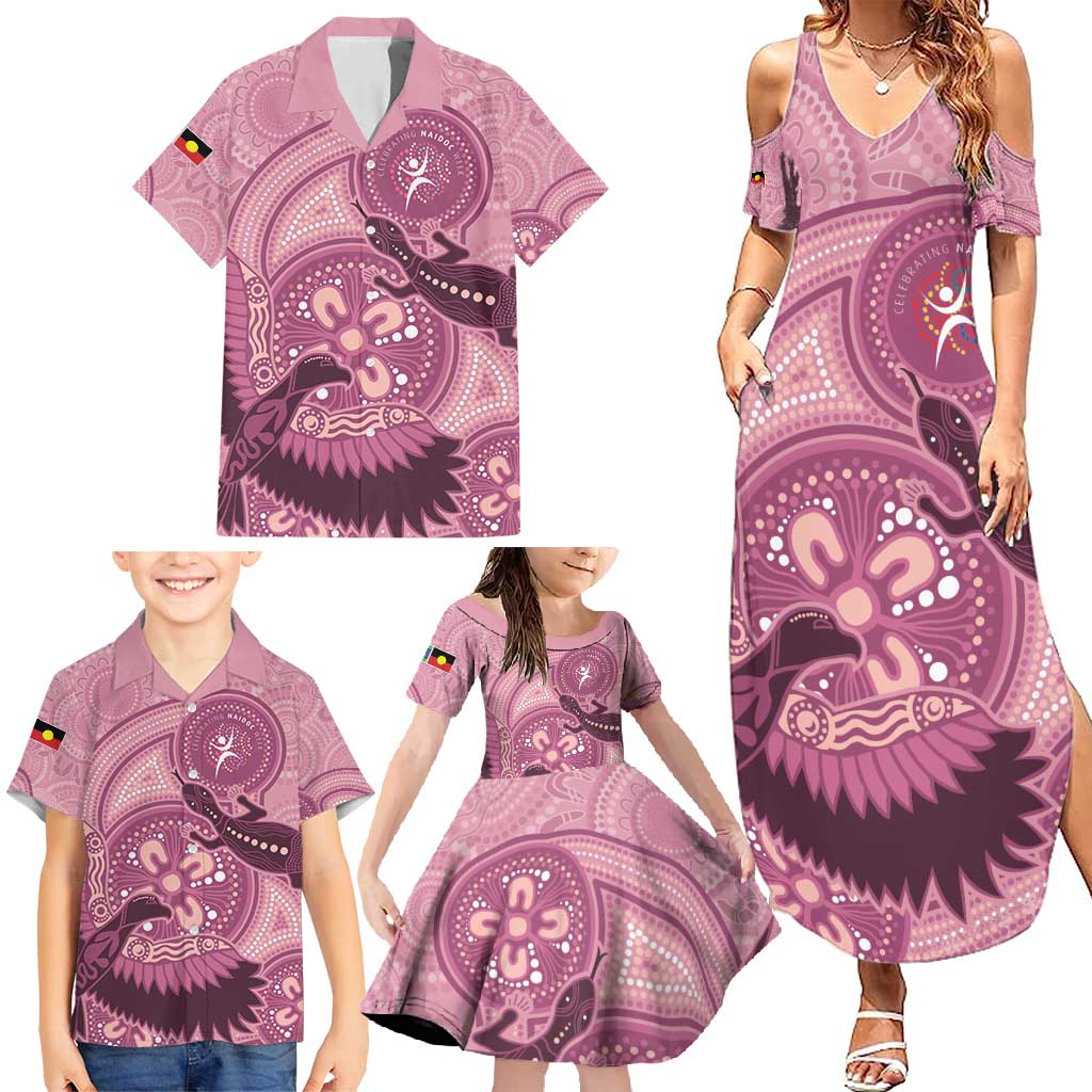NAIDOC 2025 Strength Vision & Legacy Family Matching Summer Maxi Dress and Hawaiian Shirt Future Dreaming - Coral