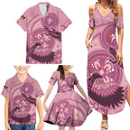 NAIDOC 2025 Strength Vision & Legacy Family Matching Summer Maxi Dress and Hawaiian Shirt Future Dreaming - Coral