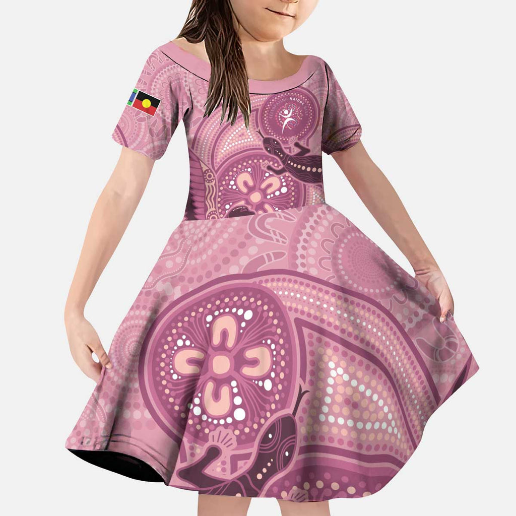 NAIDOC 2025 Strength Vision & Legacy Kid Short Sleeve Dress Future Dreaming - Coral