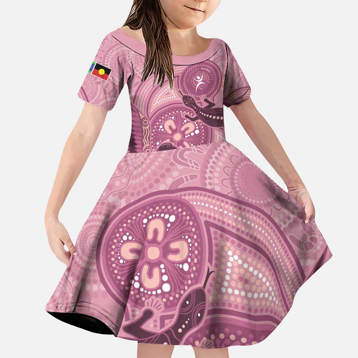 NAIDOC 2025 Strength Vision & Legacy Kid Short Sleeve Dress Future Dreaming - Coral