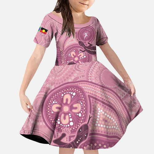 NAIDOC 2025 Strength Vision & Legacy Kid Short Sleeve Dress Future Dreaming - Coral