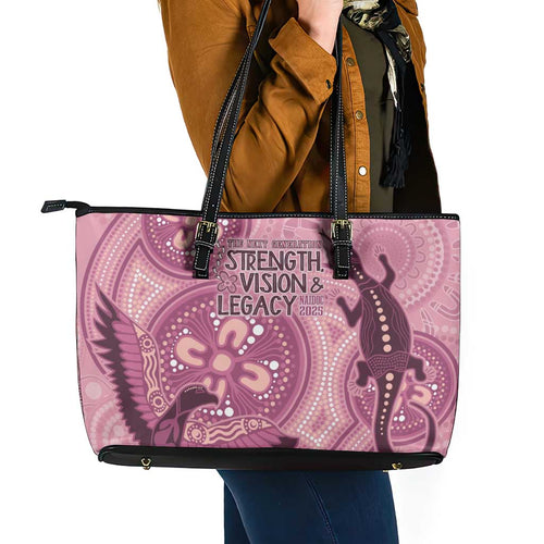 NAIDOC 2025 Strength Vision & Legacy Leather Tote Bag Future Dreaming - Coral