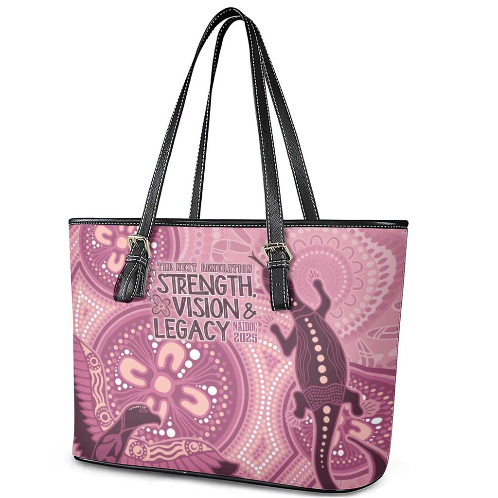 NAIDOC 2025 Strength Vision & Legacy Leather Tote Bag Future Dreaming - Coral