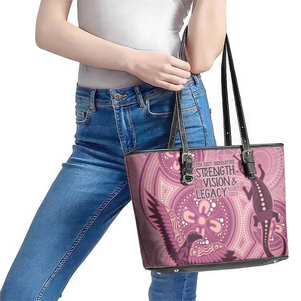 NAIDOC 2025 Strength Vision & Legacy Leather Tote Bag Future Dreaming - Coral