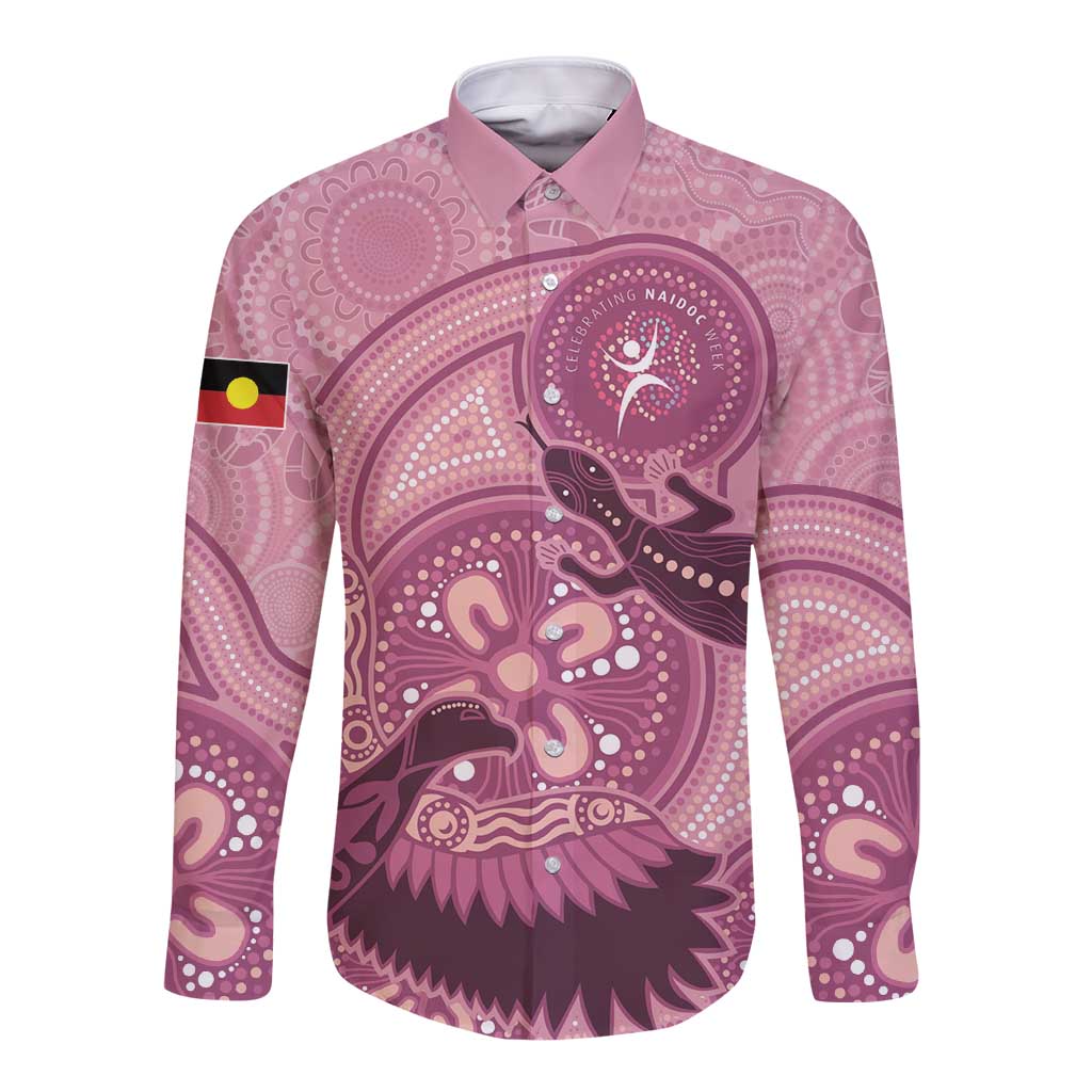 NAIDOC 2025 Strength Vision & Legacy Long Sleeve Button Shirt Future Dreaming - Coral