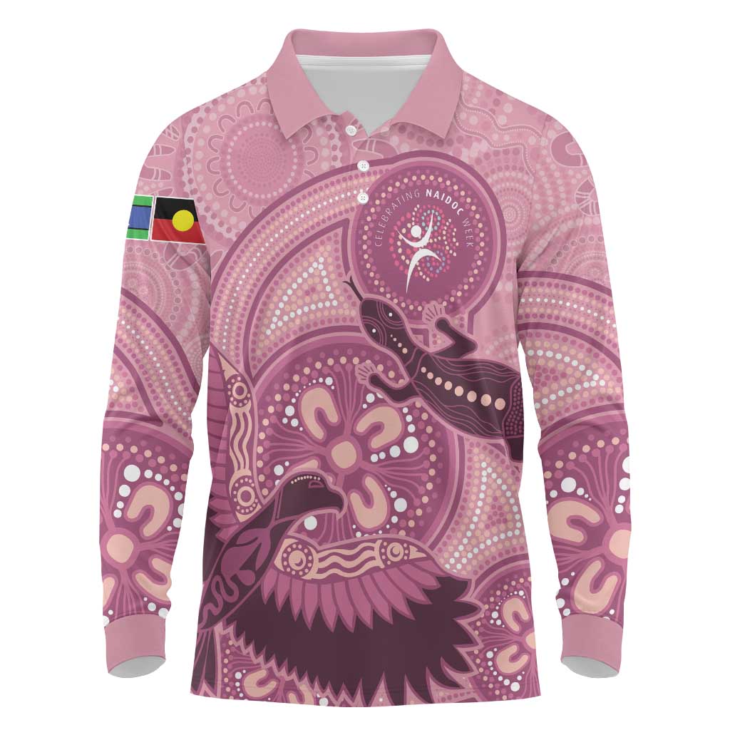 NAIDOC 2025 Strength Vision & Legacy Long Sleeve Polo Shirt Future Dreaming - Coral