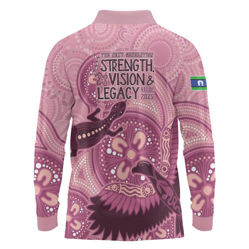 NAIDOC 2025 Strength Vision & Legacy Long Sleeve Polo Shirt Future Dreaming - Coral