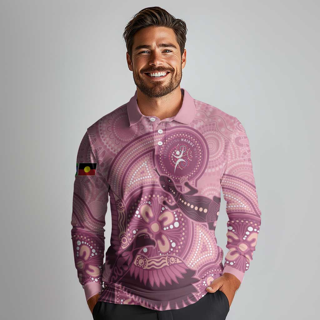 NAIDOC 2025 Strength Vision & Legacy Long Sleeve Polo Shirt Future Dreaming - Coral