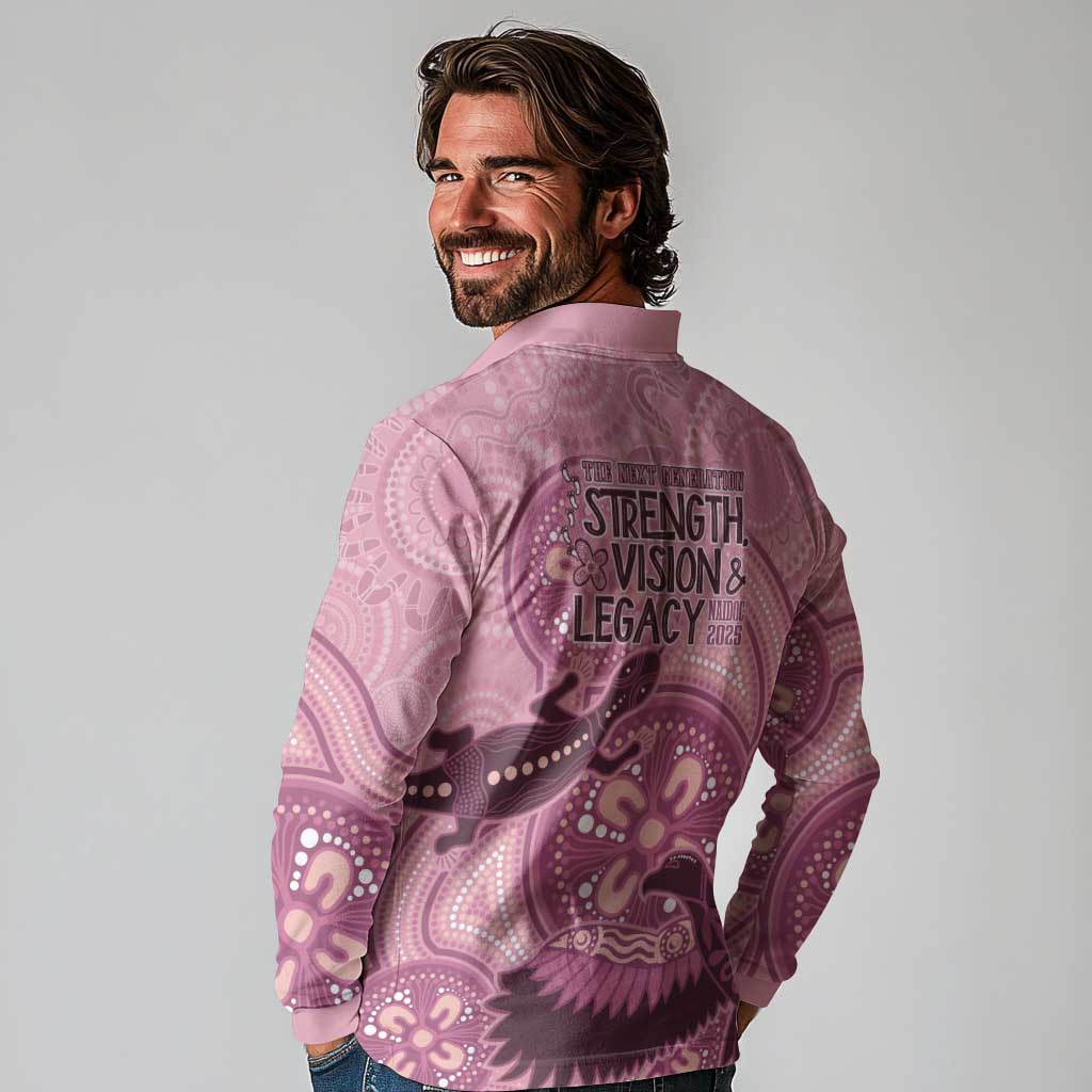 NAIDOC 2025 Strength Vision & Legacy Long Sleeve Polo Shirt Future Dreaming - Coral
