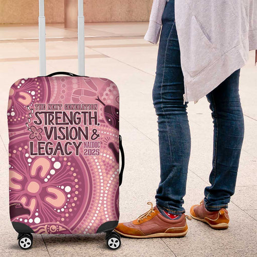 NAIDOC 2025 Strength Vision & Legacy Luggage Cover Future Dreaming - Coral