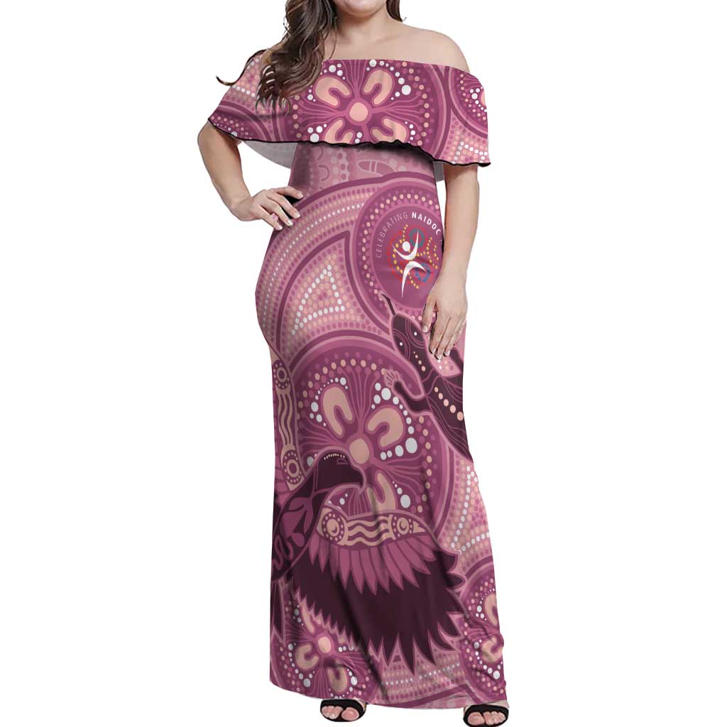 NAIDOC 2025 Strength Vision & Legacy Off Shoulder Maxi Dress Future Dreaming - Coral